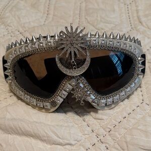 Burning Man Custom Studded Goggles with Silver Accents